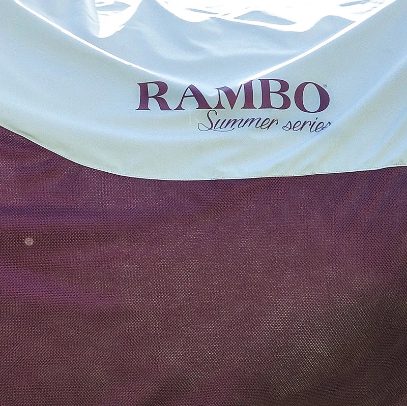 Rambo Summer Series Turnout Rug - Grey/Burgundy with Black-2